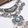N-7546 Gypsy vintage silver carved coin tassel inlaid gemstone necklace for women Bohemian Indian ethnic style coin necklace jewelry