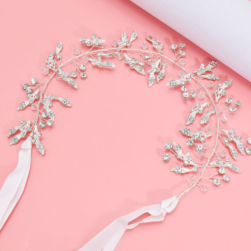 F-0889 Fashion Elegant Silver Flower Crystal Pearl Headbands Bridal Party Wedding Hair Accessories