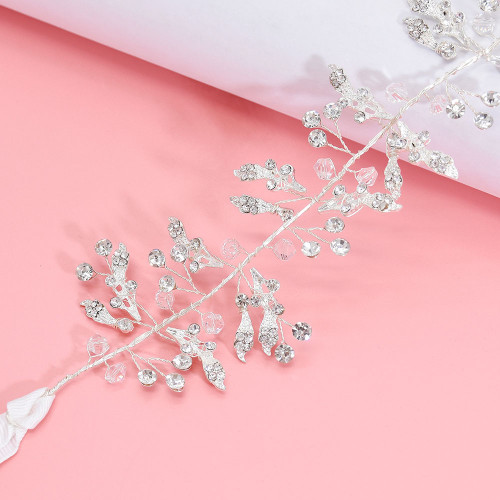 F-0889 Fashion Elegant Silver Flower Crystal Pearl Headbands Bridal Party Wedding Hair Accessories