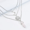 N-7548 European and American fashion gemstone necklace women's handmade tassel overlapping necklace