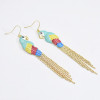 E-6128 Fashionable Color Parrot Metal Thin Chain Tassel Long Animal Earrings For Women Street Shooting Show Personality Trend Earrings Jewelry