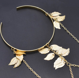 B-1115 New trend fashion European and American gold and silver handmade silver leaf armband ladies jewelry