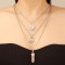 N-7548 European and American fashion gemstone necklace women's handmade tassel overlapping necklace