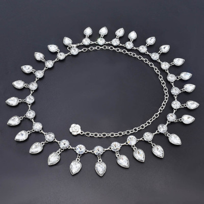 N-7549 Fashion Women Water Drop Crystal Belly Dance Waist Chains Statement Body Chains Summer Party Jewelry