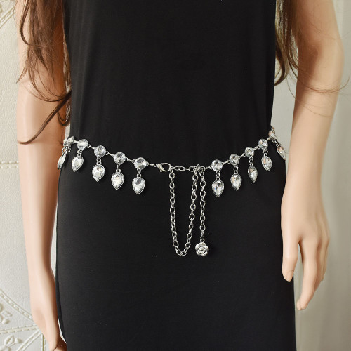 N-7549 Fashion Women Water Drop Crystal Belly Dance Waist Chains Statement Body Chains Summer Party Jewelry