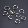 R-1546 New Bohemian Fashion Ring Set Hollow Heart-shaped Snake-shaped Carved Ring Ladies Fashion Jewelry