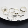 R-1546 New Bohemian Fashion Ring Set Hollow Heart-shaped Snake-shaped Carved Ring Ladies Fashion Jewelry