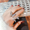 R-1547 Fashion Gold Silver Color Butterfly Cubic Zircon Wedding Open Finger Rings for Women Bridal Party Jewelry