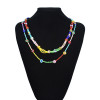 N-7552 Multilayers Bohemain Handmade Colorful Resin Ceramic Beaded Flower Necklace for Women Summer Party Jewelry