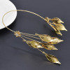 F-0891 Fashion Vintage Gold Crystal Leaf Headband Earring Sets for Bridal Wedding Hair Accessories