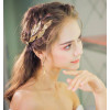 F-0891 Fashion Vintage Gold Crystal Leaf Headband Earring Sets for Bridal Wedding Hair Accessories