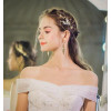 F-0891 Fashion Vintage Gold Crystal Leaf Headband Earring Sets for Bridal Wedding Hair Accessories