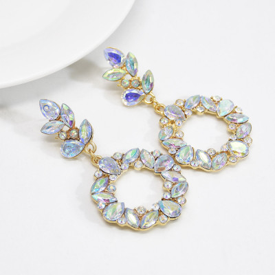 E-6137 Bohemian Fashion Girl Multicolor Diamond Handmade Earrings Personality Irregular Gemstone Earrings