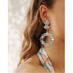 E-6137 Bohemian Fashion Girl Multicolor Diamond Handmade Earrings Personality Irregular Gemstone Earrings