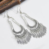 E-6136 Vintage Silver Metal Big Geometric Drop Dangle Earrings for Women Boho Ethnic Indian Tribal Party Jewelry
