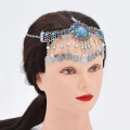 F-0894 Fashion Women Colorful Beads Coin Tassel Belly Dance Head Chain Costume Gypsy Maang Tikka Jewelry Accessories