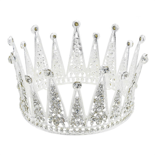 F-0896 New European and American luxury crystal bridal crown wedding round crown hair accessories birthday princess crown tiara