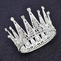 F-0896 New European and American luxury crystal bridal crown wedding round crown hair accessories birthday princess crown tiara
