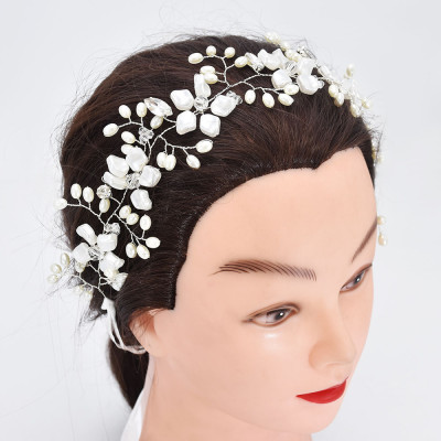 F-0898 Fashion Wedding Elegant Silver Flower Crystal Pearl Headbands Bridal Party Wedding Hair Accessories
