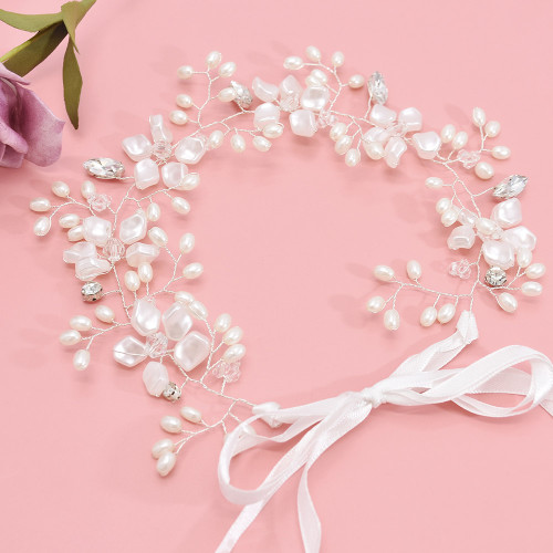 F-0898 Fashion Wedding Elegant Silver Flower Crystal Pearl Headbands Bridal Party Wedding Hair Accessories