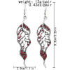 E-6140 New Retro Silver Metal Leaf Hollow Diamond Earrings For Women Simple Fashion Stem And Leaf Long Drop Earrings Trendy Jewelry