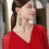 E-6140 New Retro Silver Metal Leaf Hollow Diamond Earrings For Women Simple Fashion Stem And Leaf Long Drop Earrings Trendy Jewelry