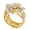 B-1120 Fashion Fine Jewelry Flowers Carved 24k Gold Plated Crystal Wedding Bracelet Bangle for Women