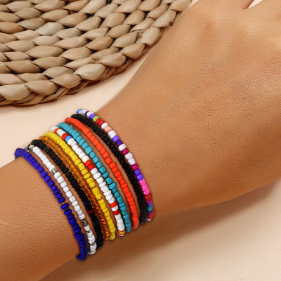 B-1124 Multicolors Boho Handmade Elastic Resin Beaded Flower Bracelets Anklets for Women Summer Party Jewelry