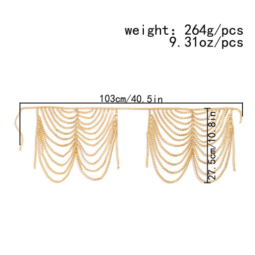 N-7561 European and American fashion gold silver metal chain tassel waist chain body chain sexy bikini skirt beach accessories