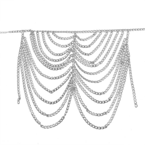 N-7561 European and American fashion gold silver metal chain tassel waist chain body chain sexy bikini skirt beach accessories