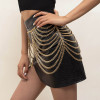 N-7561 European and American fashion gold silver metal chain tassel waist chain body chain sexy bikini skirt beach accessories