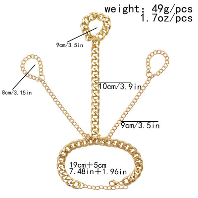 B-1125 Fashion Bohemian Gold Metal Slave Chain Finger Hand Harness Bracelets for Women Party Punk Jewelry