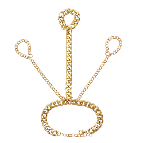 B-1125 Fashion Bohemian Gold Metal Slave Chain Finger Hand Harness Bracelets for Women Party Punk Jewelry