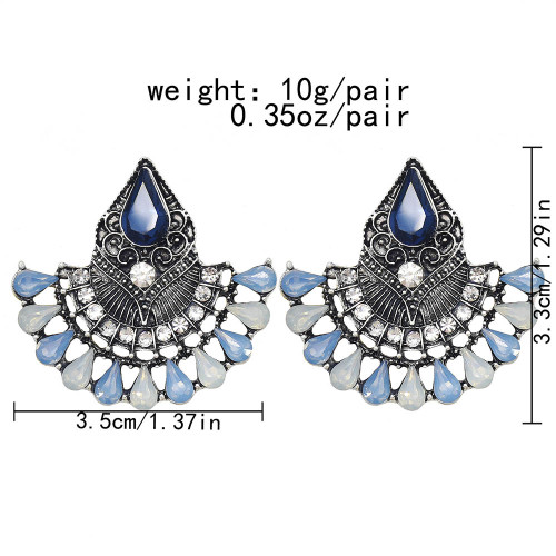 E-6145 Bohemian Bollywood Oxidized Jewellery Ethnic Silver Afghan Tassel Rhinestone Earrings Flower Jhumka Indian Earrings