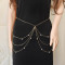 N-7563 New European and American fashion golden metal chain tassel waist chain pearl chain sexy bikini dress beach accessories