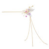 F-0901 Chinese style Hanfu retro butterfly flower purple metal hairpin metal chain tassel gourd pearl pendant palace step shake hair fork