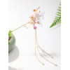 F-0901 Chinese style Hanfu retro butterfly flower purple metal hairpin metal chain tassel gourd pearl pendant palace step shake hair fork