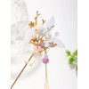 F-0901 Chinese style Hanfu retro butterfly flower purple metal hairpin metal chain tassel gourd pearl pendant palace step shake hair fork