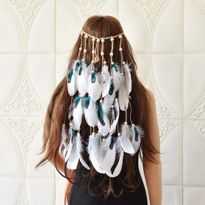 F-0902 Bohemian Style Feather Headband Hair Ornament Beads Feather Headdress Handmade Jewelry Headdress Accessories