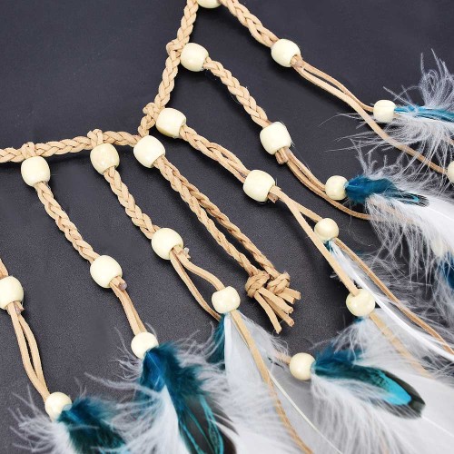 F-0902 Bohemian Style Feather Headband Hair Ornament Beads Feather Headdress Handmade Jewelry Headdress Accessories