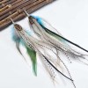 E-6148 5Colors Bohemian Ethnic Natural Feather Long Earrings Fashion Geometric Beads Chain Feather Tassel Earrings