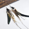 E-6148 5Colors Bohemian Ethnic Natural Feather Long Earrings Fashion Geometric Beads Chain Feather Tassel Earrings