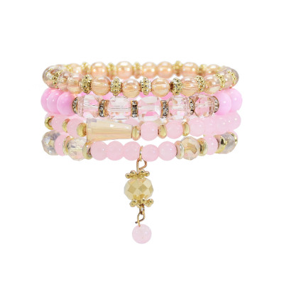 B-1126 4Pcs/Set Handmade Acrylic Beads Statement Bracelets for Women Boho Holiday Party Jewelry Gift