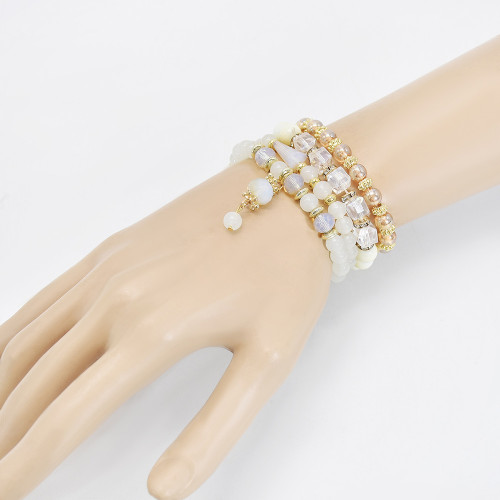 B-1126 4Pcs/Set Handmade Acrylic Beads Statement Bracelets for Women Boho Holiday Party Jewelry Gift