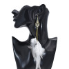 E-6150 Bohemian Stylish Girl Statement Gold Metal Tassel Rhinestone Beads Drop Dream Catcher Women Feather Earrings