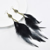 E-6150 Bohemian Stylish Girl Statement Gold Metal Tassel Rhinestone Beads Drop Dream Catcher Women Feather Earrings