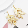 E-6153 Fashion Gold Plated Hawaiian Jewelry Monstera Deliciosa Leaf Wholesale Designer Popular Brands Flower Earrings