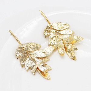 E-6153 Fashion Gold Plated Hawaiian Jewelry Monstera Deliciosa Leaf Wholesale Designer Popular Brands Flower Earrings