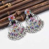 E-6155 Vintage Colorful Crystal Bells Tassel Indian Jhumka Drop Earrings for Women Boho Ethnic Festival Party Jewelry