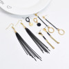 E-6157 4 Pairs Simple Dangle Earrings Set for Women Long Tassel Chain Hoop Earrings Gold Black Colors Earrings